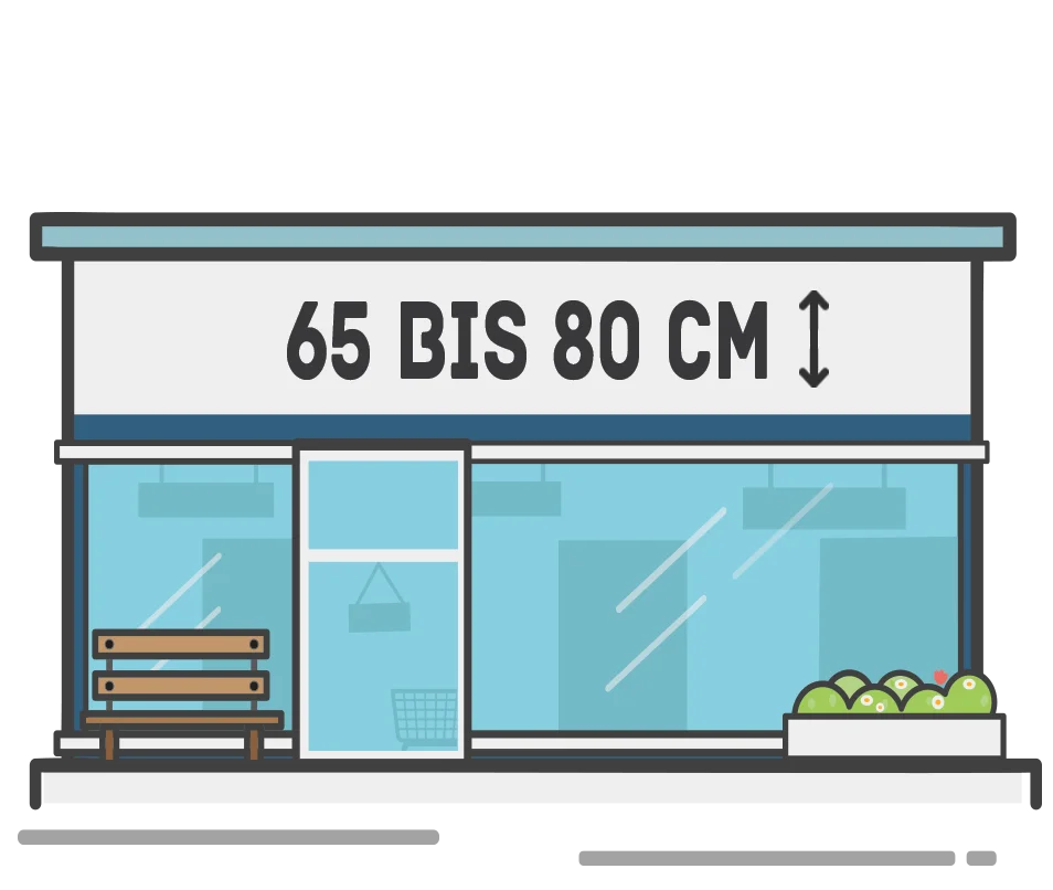 65 bis 80 cm